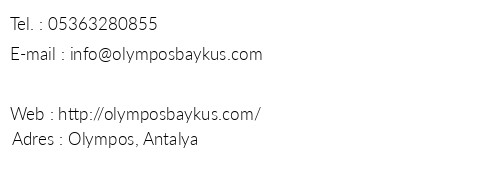 Olympos Bayku Lodge telefon numaralar, faks, e-mail, posta adresi ve iletiim bilgileri